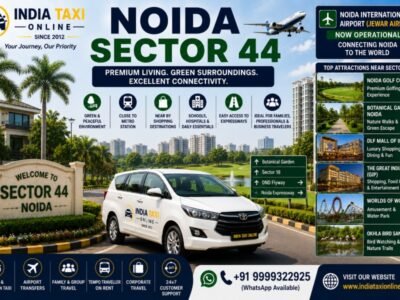 Noida Golf Course, luxury residential neighbourhood and landscaped roads in Noida Sector 44 with access to Noida International Airport