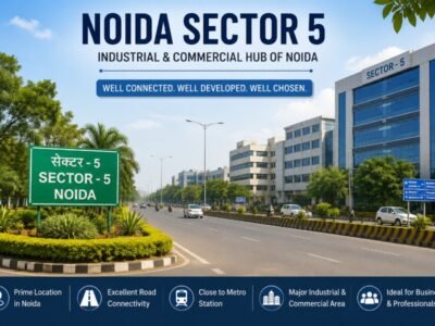 Modern commercial buildings and industrial establishments in Noida Sector 5, Uttar Pradesh