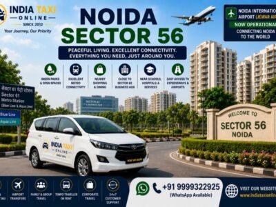 Modern residential apartments, landscaped parks and wide roads in Noida Sector 56 with convenient access to Noida International Airport