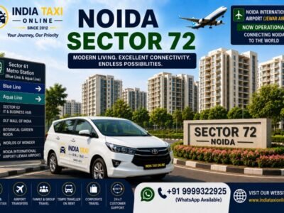 Modern apartment buildings, landscaped parks and wide roads in Noida Sector 72 with convenient access to Noida International Airport