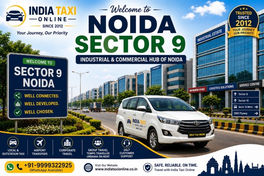 Modern industrial and commercial buildings in Noida Sector 9, Uttar Pradesh