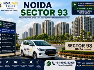Luxury residential apartments, landscaped parks and Noida–Greater Noida Expressway in Noida Sector 93 with convenient access to Noida International Airport