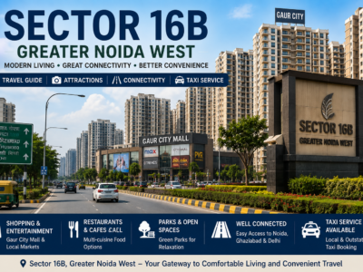 Sector 16B Greater Noida West residential area with modern high-rise buildings and city roads