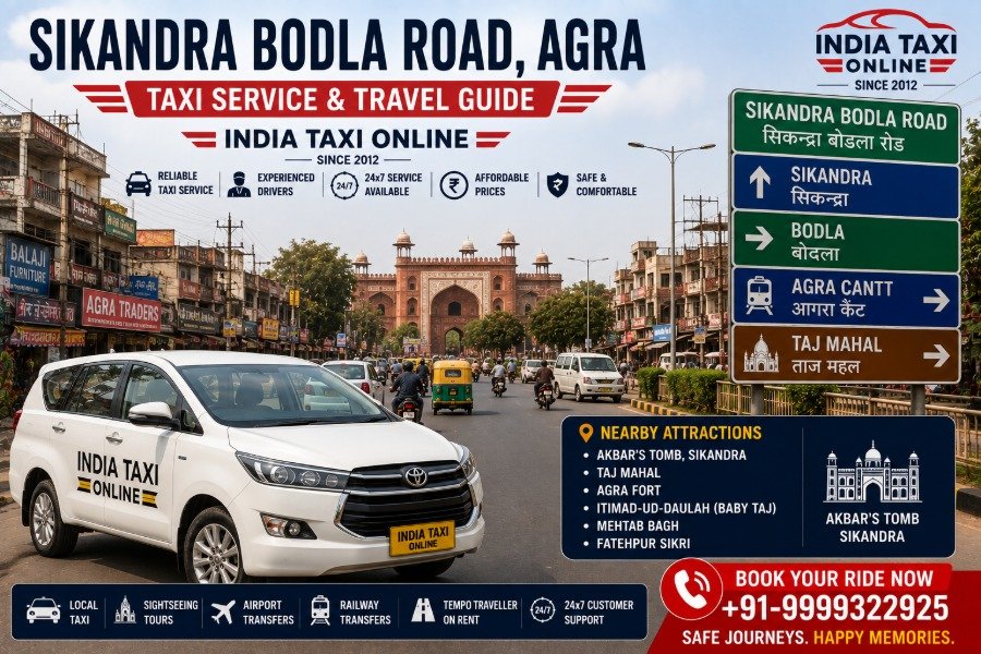 Sikandra Bodla Road Agra with India Taxi Online taxi service