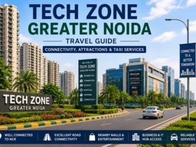 Tech Zone Greater Noida Travel Guide Tech Zone Greater Noida road with modern residential buildings and landscaped surroundings