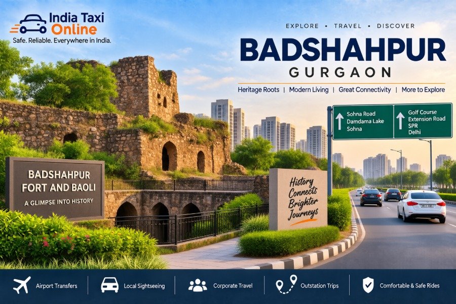 Badshahpur Gurgaon with historic fort ruins and modern city surroundings