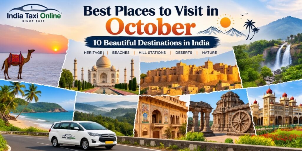 Explore 10 beautiful Indian destinations to visit in October, from Agra and Jaisalmer to Goa, Coorg, Kutch and Mysuru.