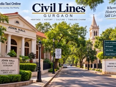 Tree-lined heritage street in Civil Lines Gurgaon with colonial-era architecture