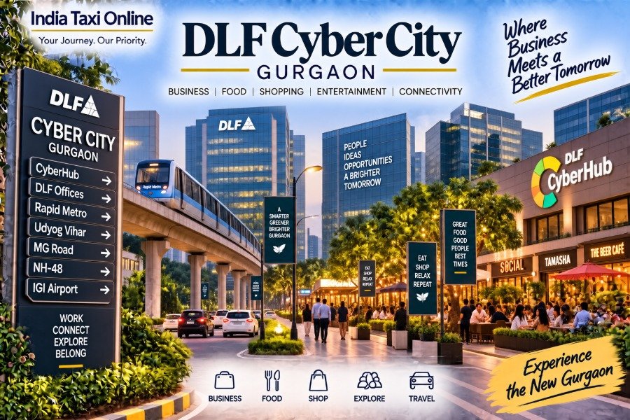 DLF Cyber City Gurgaon with modern office towers, Rapid Metro and CyberHub area