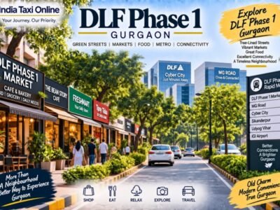 Tree-lined residential streets and local market in DLF Phase 1 Gurgaon