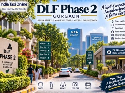 Green residential streets and modern skyline near DLF Phase 2 Gurgaon