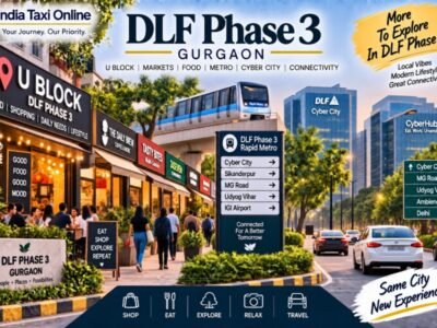 DLF Phase 3 Gurgaon with U Block market, Rapid Metro and Cyber City skyline