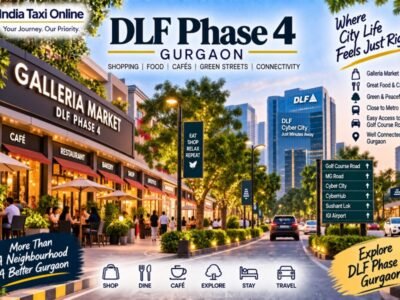 DLF Phase 4 Gurgaon with Galleria Market, green streets and modern Gurugram skyline