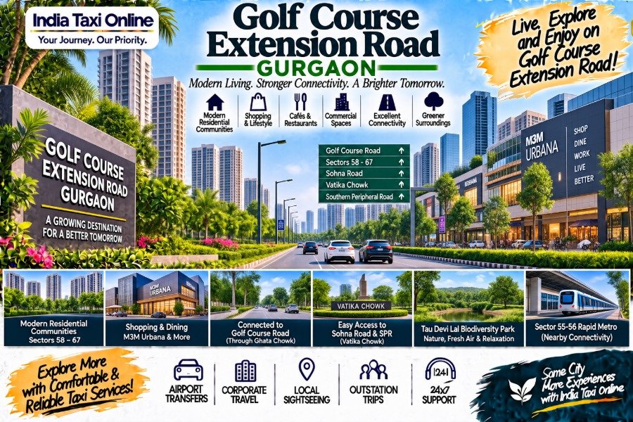 Golf Course Extension Road Gurgaon with modern high-rises, landscaped roads, shopping and metro connectivity