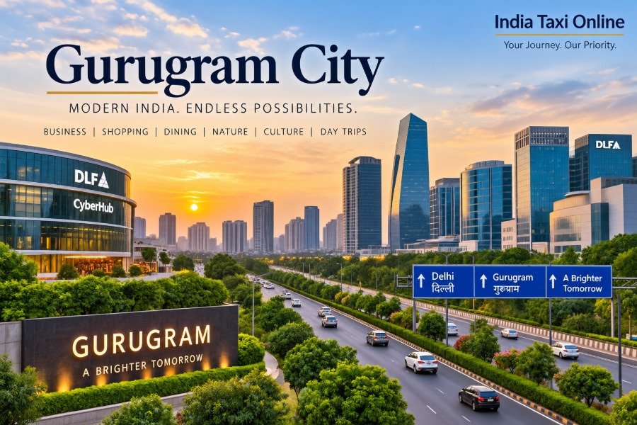 Gurugram city skyline with modern high-rise buildings in Haryana, India