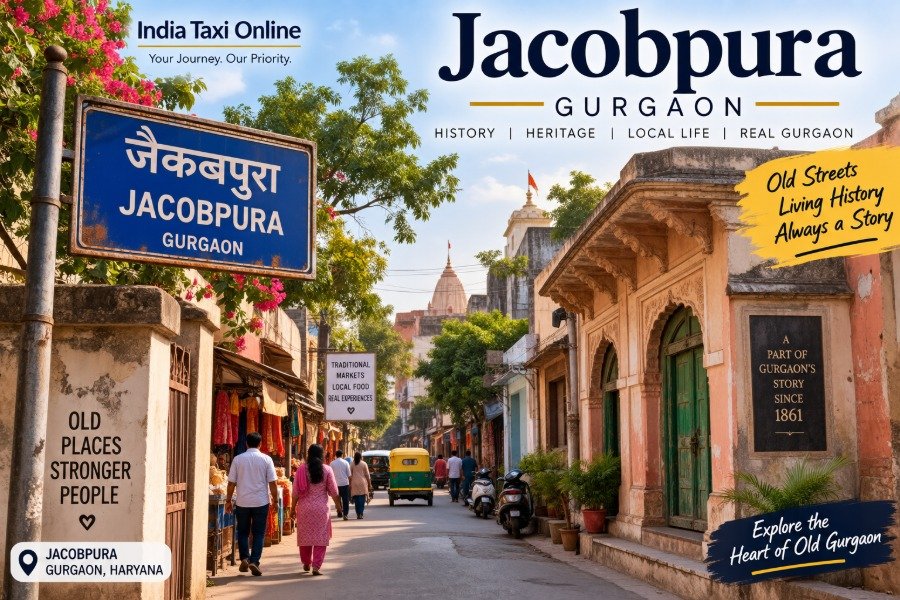 Traditional street and older homes in Jacobpura, Old Gurgaon, Haryana