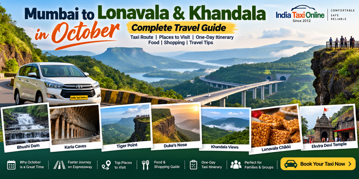 Mumbai to Lonavala and Khandala in October travel guide featuring Bhushi Dam, Karla Caves, Tiger Point, Duke’s Nose, Khandala views, Lonavala chikki and Ekvira Devi Temple.