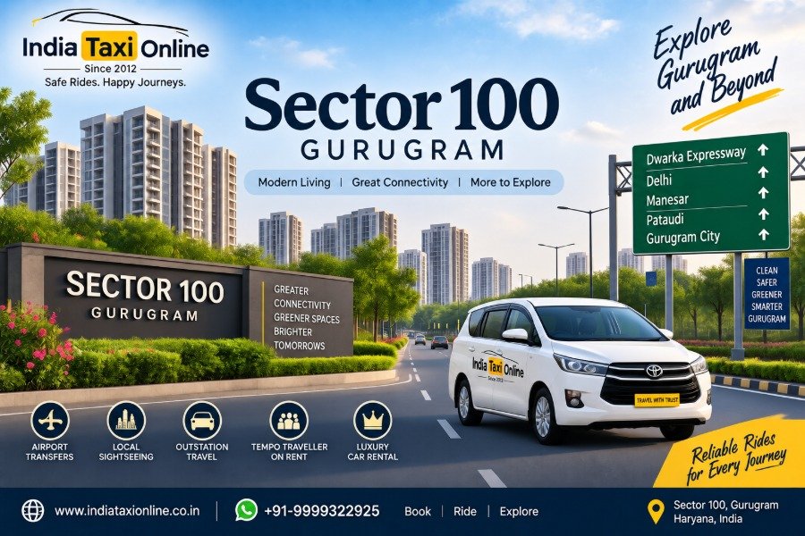 Sector 100 Gurugram with modern residential development, landscaped roads and Dwarka Expressway connectivity