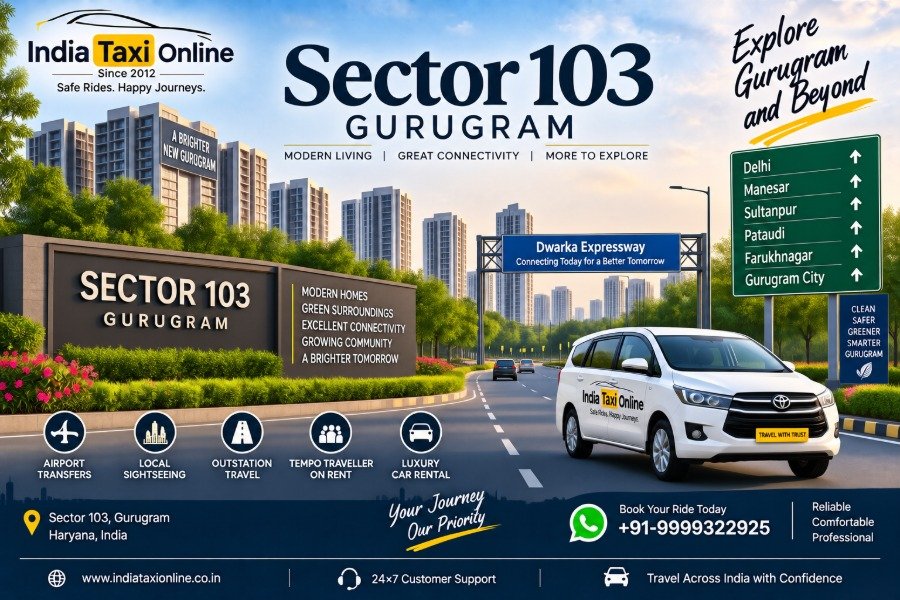 Sector 103 Gurugram with modern residential development, landscaped roads and Dwarka Expressway connectivity