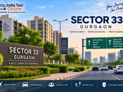 Sector 33 Gurgaon – Location, Travel & Taxi Guide Sector 33 Gurgaon with modern roads, residential buildings and Gurugram city surroundings