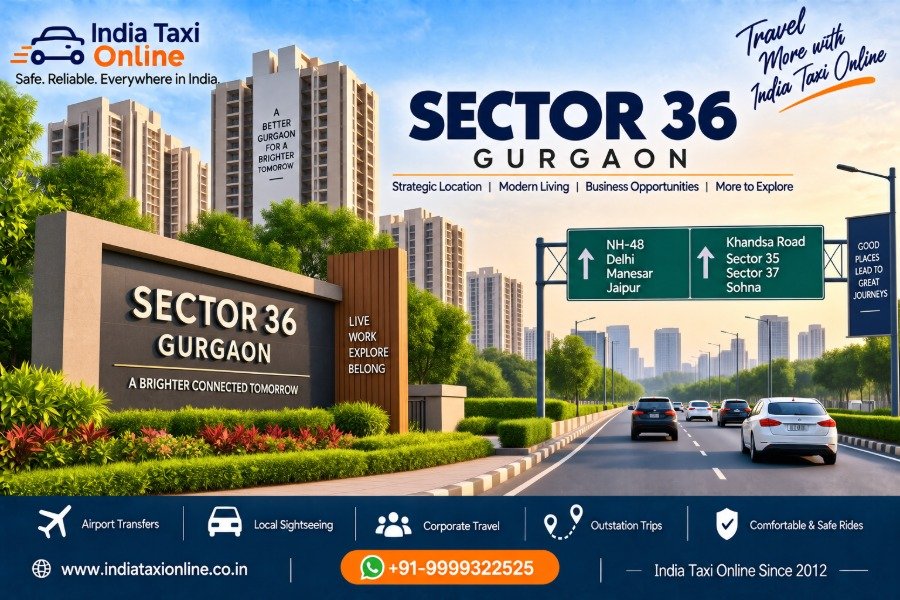 Sector 36 Gurgaon with modern residential buildings, Khandsa Road and NH-48 connectivity