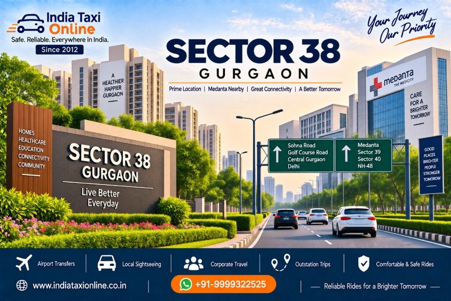 Sector 38 Gurgaon with modern residential buildings, landscaped roads and Sohna Road connectivity