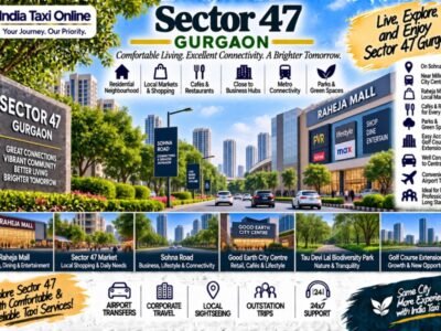 Sector 47 Gurgaon with residential buildings, Sohna Road, green surroundings and city connectivity