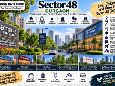 Explore Sector 48 Gurgaon with Sohna Road, nearby attractions, shopping, healthcare, metro options, local travel tips and taxi services.