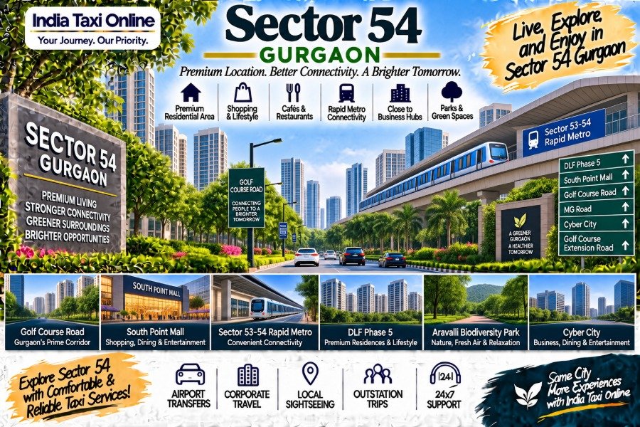 Sector 54 Gurgaon with Golf Course Road, Rapid Metro, premium residences and green surroundings