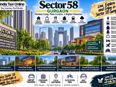 Sector 58 Gurgaon with modern residential towers, Golf Course Extension Road, Rapid Metro access and green surroundings