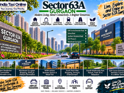 Sector 63A Gurgaon with modern residential towers, Golf Course Extension Road, commercial buildings and green surroundings
