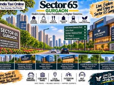 Sector 65 Gurgaon with modern residential towers, Worldmark Gurugram, Golf Course Extension Road and green surroundings