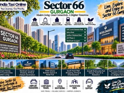 Sector 66 Gurgaon with modern residential towers, Golf Course Extension Road, Worldmark Gurugram and green surroundings