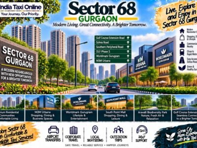 Sector 68 Gurgaon with modern residential towers, Golf Course Extension Road, contemporary buildings and green surroundings
