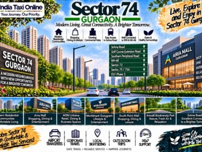 Sector 74 Gurgaon with modern residential towers, Sohna Road connectivity, contemporary buildings and green surroundings