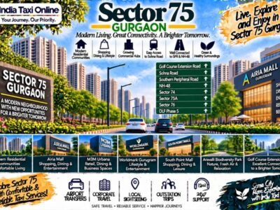 Sector 75 Gurgaon with modern residential towers, Golf Course Extension Road, contemporary buildings and green surroundings