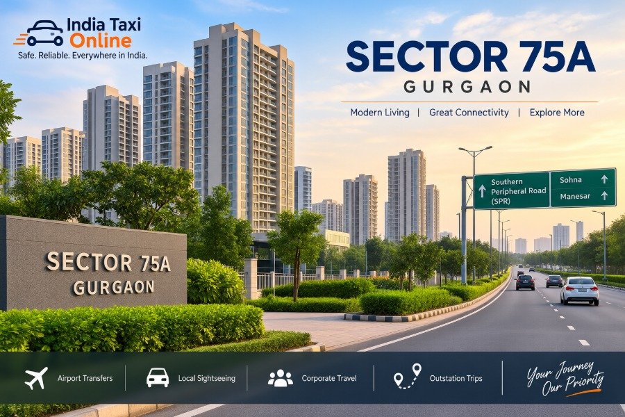 Sector 75A Gurgaon skyline and Southern Peripheral Road
