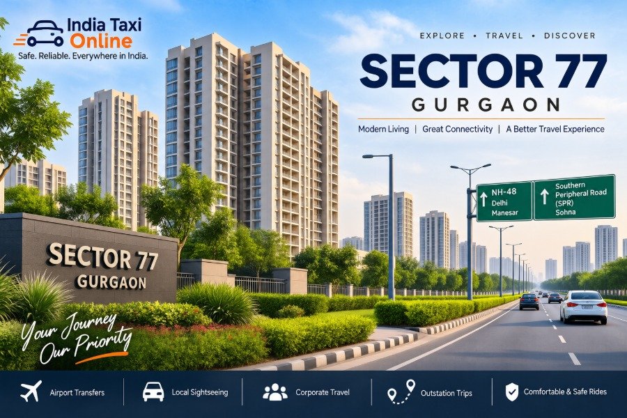 Sector 77 Gurgaon with modern residential buildings and NH-48 connectivity