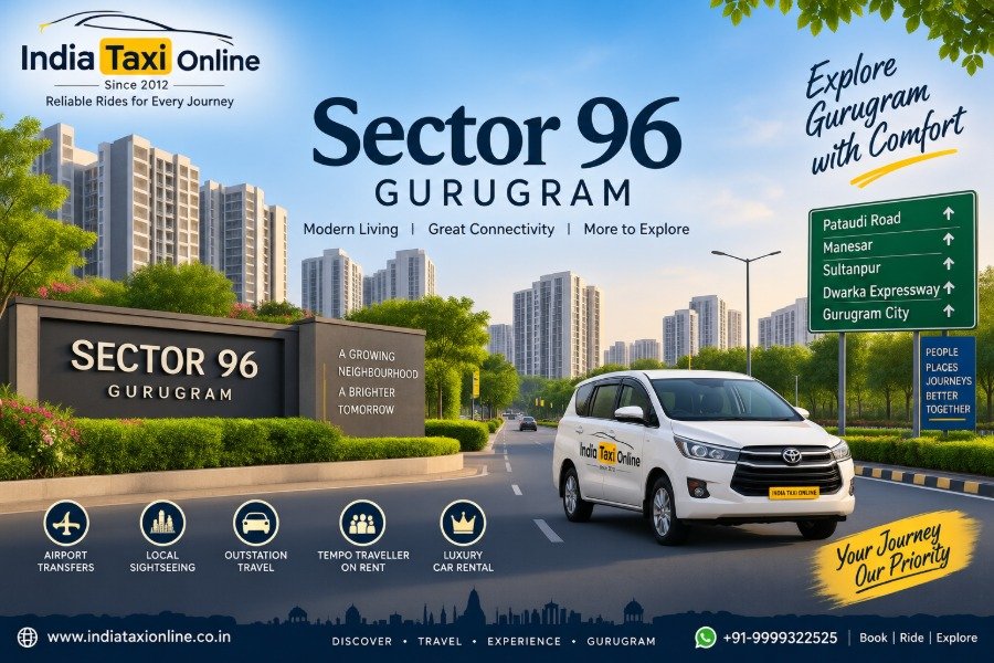 Sector 96 Gurugram with modern residential development and landscaped roads in New Gurugram