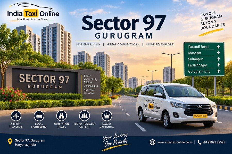 Sector 97 Gurugram with modern residential development, greenery and well-connected roads
