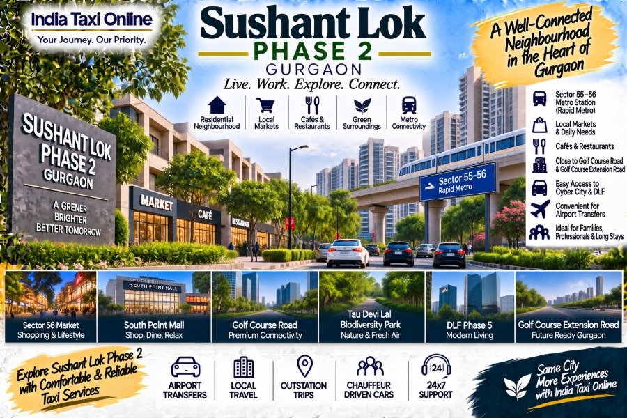 Sushant Lok Phase 2 Gurgaon with residential streets, local markets and nearby metro connectivity