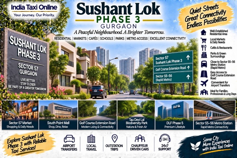 Sushant Lok Phase 3 Gurgaon with residential streets, local markets and metro connectivity