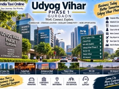 Udyog Vihar Phase 1 Gurgaon business district with offices, roads and modern skyline