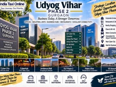 Udyog Vihar Phase 2 Gurgaon business district with offices, roads and modern skyline